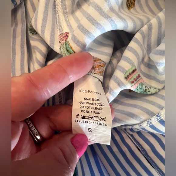 DO + BE Blue and White Paper Bag Cactus Shorts with Tie - Picture 5 of 7